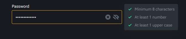قوانین انتخاب پسورد در بایننس